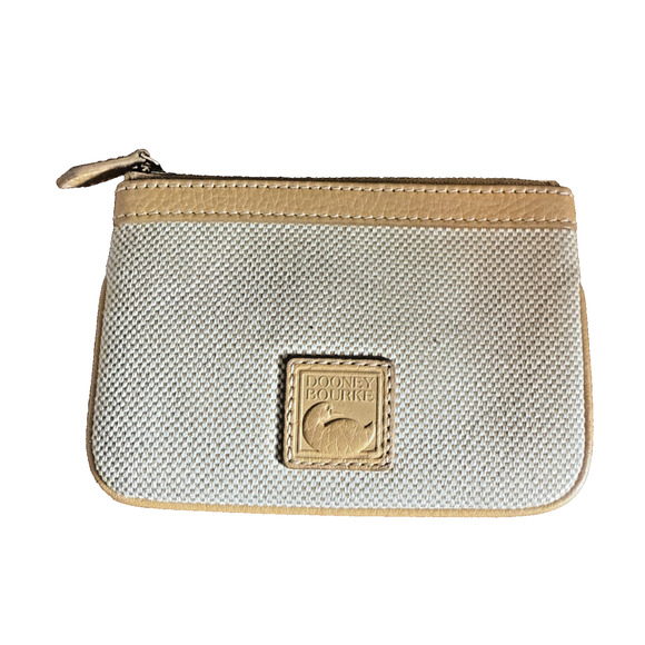 Dooney & Bourke‎ Canvas Leather Coin Purse Wallet Zip Pouch Vintage Style - Picture 1 of 8
